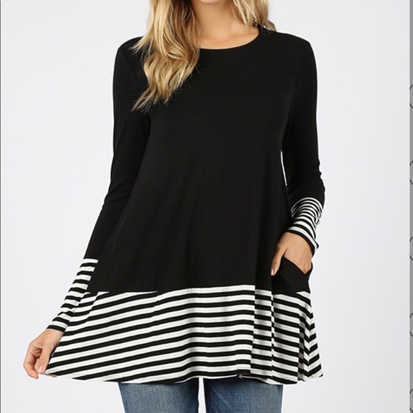 Last one ☝️ PREMIUM STRIPED CONTRAST TOP - Picture 2 of 2